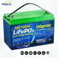 Batería de Litio de Ciclo Profundo 36V 100AH Grado A LiFePO4 con Calefacción para Almacenamiento Doméstico, BMS Inteligente RS485, Terminal M8, CE RoHS IP67 OEM ODM