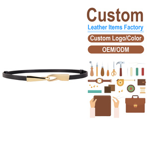 Cinturón de Cuero de Primera Calidad para Mujer, Cinturón Decorativo Minimalista de Lujo con Hebilla de Gancho Dorado - Product Image 2