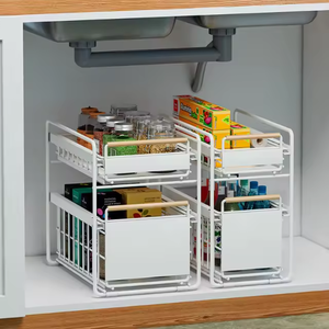 Đa-Chức Năng Hai Lớp Pull-out Lưu Trữ Giá Cho Nhà Bếp Dưới Bồn Rửa Có Thể Thu Vào Giỏ Nhựa Cho Gia Vị Tổ Chức - Product Image 6