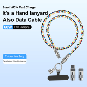สาย PD60w ข้อมูลสำหรับโทรศัพท์แบบพกพา2อิน1, สายคล้องคอสายไนลอนสำหรับถ่ายโอนข้อมูลสามารถใช้กับคอมพิวเตอร์ได้อย่างรวดเร็วสามารถกำหนดเอง - Product Image 6
