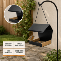 JH-Mech OEM Mangeoire à oiseaux suspendue d'extérieur en acier au carbone, bien proportionnée, avec pêne de récupération de graines et soudure à intégrité structurelle, pour jardin