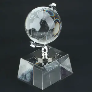 Venta al por mayor nuevo diseño K9 cristal en blanco mapa del mundo globo trofeo personalizado azul Mapa Global bola cristal trofeo premio