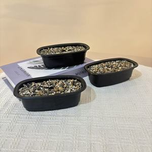 Macetas Ovaladas de Plástico con Extractos Florales, Material PP Negro, para Jardinería en el Hogar y Proyectos de Vegetación, de Sobremesa o para Piso - Product Image 1