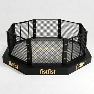 <span class=keywords><strong>Cage</strong></span> de boxe MMA octogonale, construction en acier et cuir PVC, haute qualité, durable, antidérapante, surface autoportante - Product Image 4