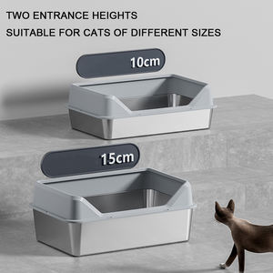 Kitty bac à litière toilette en acier inoxydable bac à litière pour chat fermé Extra Large entrée supérieure anti-éclaboussures bac à litière avec couvercle - Product Image 2