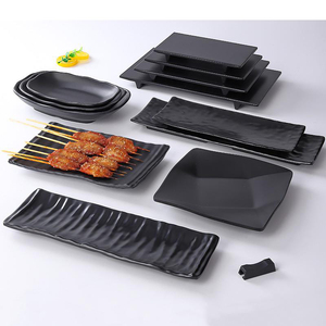Assiette à dîner en mélamine noire givrée, vaisselle de table, pique-nique, barbecue, assiette à collation, assiette à sushi, vaisselle créative - Product Image 6