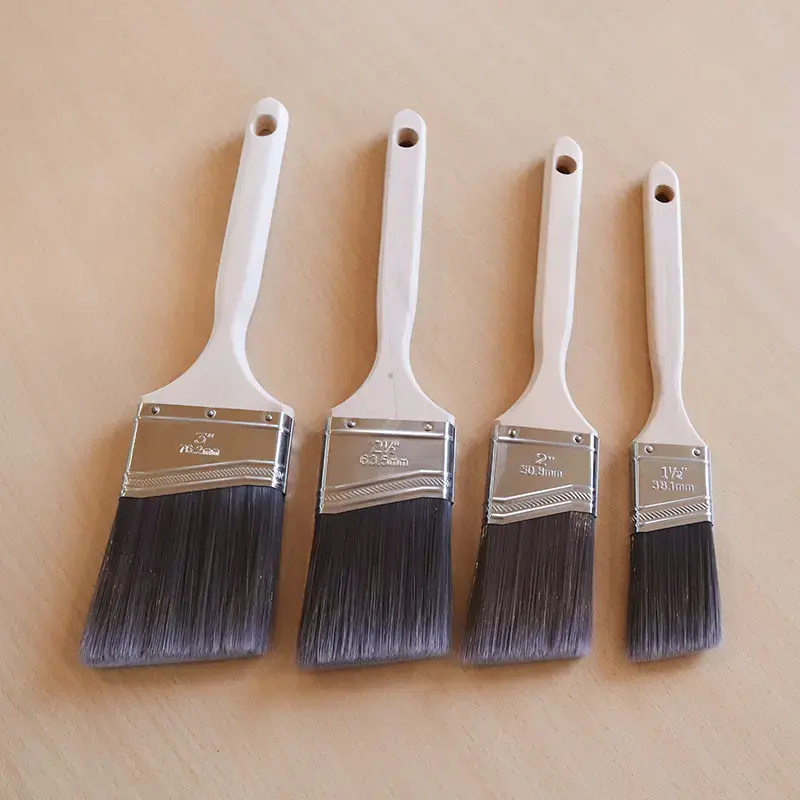 Professional Grade Sash Paint Brush Wooden Handle Angled Synthetic Filament Painting Brushes