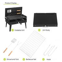 Barbecue pliable portable très populaire avec outils de barbecue, style boîte à outils, pour camping et pique-nique en extérieur