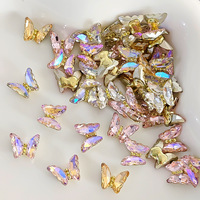 10 pièces papillon ongles charme 3D luxe cristal papillon ongles décoration 12X10mm prend en charge mixte alliage papillon ongles strass