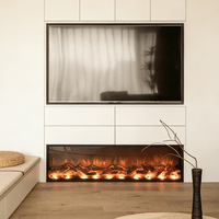 Cheminée électrique encastrée avec télécommande, décoration de flamme colorée LED d'intérieur, insert mural pour téléviseur, carré, 48 pouces