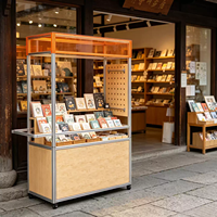 Chariot de présentation commercial mobile en profilé aluminium, stand roulant pour événements extérieurs et ventes éphémères
