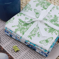 Kain Katun Motif Bunga Fat Quarter, Bundel Kain Katun 100% Persegi, Kain Bermotif Bunga