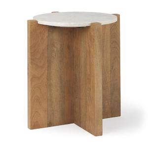 MANGO WOOD & <b>MARBLE</b> Modern Side <b>Table</b> Solid Wood Base Living Room Furniture for Apartment Villa Hotel - Product Image 3