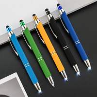 Stylo bille promotionnel en caoutchouc et métal avec lumière LED, logo personnalisé imprimé pour téléphone portable