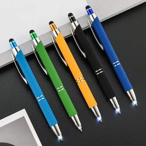 Promotional New Rubber Aluminium Metal Ballpoint <b>Pen</b> With Tip LED Light Customized Printed Logo for Stylus Screen Mobile Phone - Product Image 5