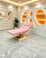 Table de massage électrique rose de luxe pour spa, salon, soins médicaux, esthétique, soins du visage, lit de beauté pour cils