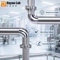 Raccord NPT Bayou-Lok en acier inoxydable sanitaire ASME BPE316L, coude à souder à 45 degrés, polissage miroir Ra0.4µm Classe 3A, basse pression