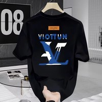 T-shirt d'été ample pour homme en coton à fibres longues, respirant, à manches courtes, imprimé dessin animé, style streetwear