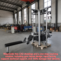 Machine de musculation multi-stations commerciale à 4 postes avec blocs de poids sélectionnables pour installations de musculation par câble multi-utilisateurs