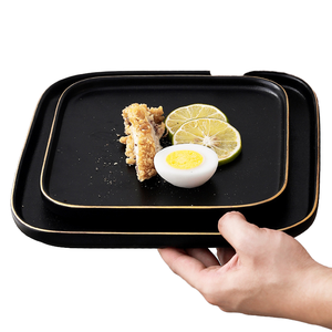 Vajilla de Porcelana Negra Mate Cuadrada Americana, Plato para Ensalada, Plato para Comida, 6, 8, 10 Pulgadas, Vajilla Duradera para Buffet - Product Image 1