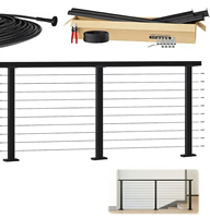 Reilbu J Balustrade de balcon moderne noire en acier inoxydable et aluminium, main courante, poteau de clôture extérieure, garde-corps de terrasse, garde-corps à câble