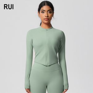 RUIQUWIN Wholesale Women's Long Sleeve <b>Yoga</b> <b>Jacket</b> Regular Fit Waterproof Four-Way Stretch Lightweight Quick Dry Solid Color Top - Product Image 1