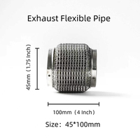 Pipa Knalpot Fleksibel Aftermarket Performa Mobil 45*100mm dengan Jaring Kawat Lunak dan Interlock SS201