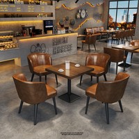 Cafe Folk Bistro Ticari Kullanım İçin Masif Ahşap Endüstriyel Bar Mobilya Seti - Masa ve Sandalye Kombinasyonu