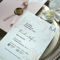 Cartes d'invitation de mariage françaises personnalisées haut de gamme, thème Amour, motif Campanule Rose, Forêt Murmureuse, impression en relief