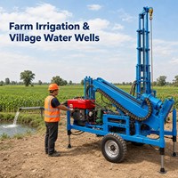 Foreuse de Puits d’Eau Personnalisable de 200 m, Moteur Diesel 28/35 HP, Double Usage Air-Boue, Forage Incliné