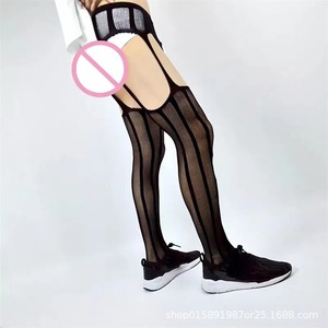 Collants résille noirs pour hommes en Spandex et Nylon, taille mi-haute, lingerie sexy, Été 2023 - Product Image 3