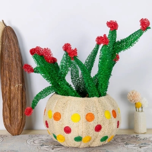 Pots de fleurs Art Déco modernes et créatifs, plantes artificielles et décorations en loofah, ornements de bureau mobiles, paniers à fleurs – Vente en gros - Product Image 2