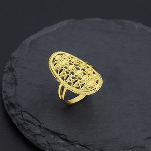 Anillos de compromiso y boda de lujo clásicos chapados en oro de 24 quilates para mujer, joyería de latón de moda con diseño hueco, venta al por mayor - Product Image 5