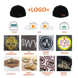 Wholesale Trendy Hat Winter Unisex PU Patch Hat Vintage <b>Cap</b> Corduroy Skull <b>Cap</b> with Custom logo <b>Brimless</b> Baseball <b>Cap</b> - Product Image 4