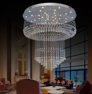 Candelabro contemporáneo escaleras Hotel Villa vestíbulo escalera gran bola de cristal luz colgante - Product Image 3