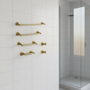 Wall Mount Brass Bathroom Towel Rack Set 6 Piece Modern Polished Finish Bath <b>Hardware</b> - Product Image 2