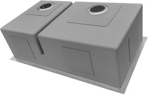 Évier de cuisine à double cuvette monté à la main en acier inoxydable brossé avec égouttoir - Product Image 4