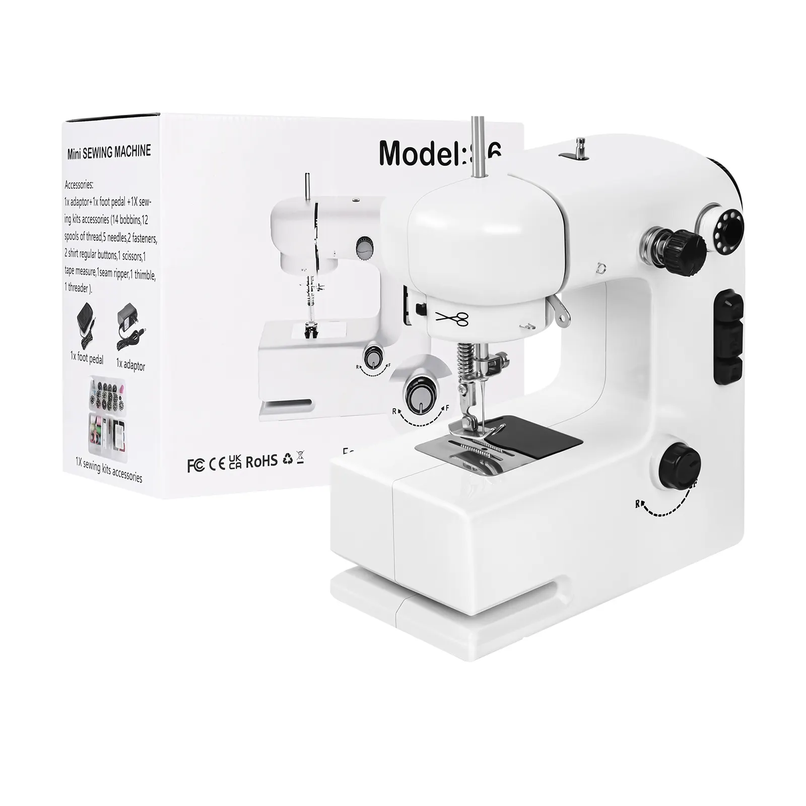 2-скоростная мини-швейная машина для начинающих, безопасный набор для шитья и простая в использовании небольшая швейная машина