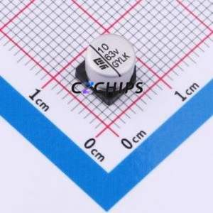 Condensador Electrolítico de Aluminio Híbrido Sólido-Líquido VGYC5801J100MVCG SMD, D6.3xL5.8mm 10uF 20% 63V 6.3mm - Product Image 1