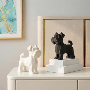 Statuetta Geometrica Sfaccettata di Schnauzer Stampata in 3D, Statua Animale Moderna, Decorazione da Scrivania, Ornamento, Regalo da Collezione per Inaugurazione Casa - Product Image 5