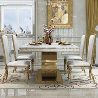 Ensemble Table à Manger et Chaises Design Italien de Luxe, Style Nordique Moderne, Mobilier de Maison Haut de Gamme, Plateau en Marbre, Prix Bas Qualité Supérieure