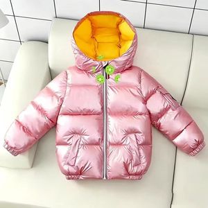 Veste d'hiver brillante pour garçons et filles - Légère, à <span class=keywords><strong>capuche</strong></span>, imperméable, coupe-vent, épaisse, de haute qualité, manteau d'hiver pour enfants - Product Image 3
