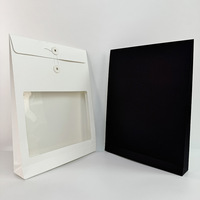 Sac en papier kraft avec fenêtre transparente en acrylique, avec fermeture à cordon, sac d'emballage pour vêtements, t-shirts, sous-vêtements, chaussettes, serviettes