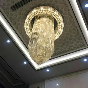 2023 Modern Long Luxury Crystal Villa Hotel Lobby Wedding Crystal Ceiling Lamp Globe Pendant Chandelier Light