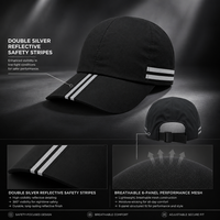 Groothandel op maat gemaakte logo zwarte reflecterende running cap sport baseball pet fabrieksprijs hoge zichtbaarheid atletische pet