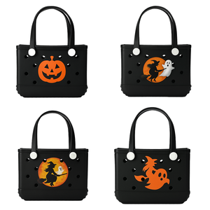 Bolsa de Playa de <span class=keywords><strong>EVA</strong></span> Negra y Naranja con Logotipo Personalizado, Diseño de <span class=keywords><strong>Calabaza</strong></span> y Murciélago, Impermeable, Gran Capacidad - Product Image 1