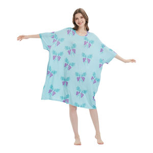 بيع بالجملة بيجامات ناعمة للكبار صيفية جديدة للتبريد أثواب ليلية قصيرة الأكمام قمزة نوم كبيرة الحجم مع جيب - Product Image 3