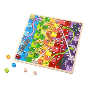 2020 New Design Simply Ludo Flying Chess Snakes and Ladders wooden toys