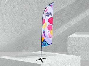 Drapeau publicitaire vibrant résistant au vent avec kit de support complet pour événements promotionnels et expositions - Product Image 1