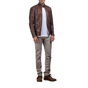 Blouson Bomber Homme en Cuir PU, Col Rabattu, Fermeture Éclair, Coupe-Vent, Décontracté, Noir Uni, Coupe Droite, Vêtement d'Extérieur Automne - Product Image 6